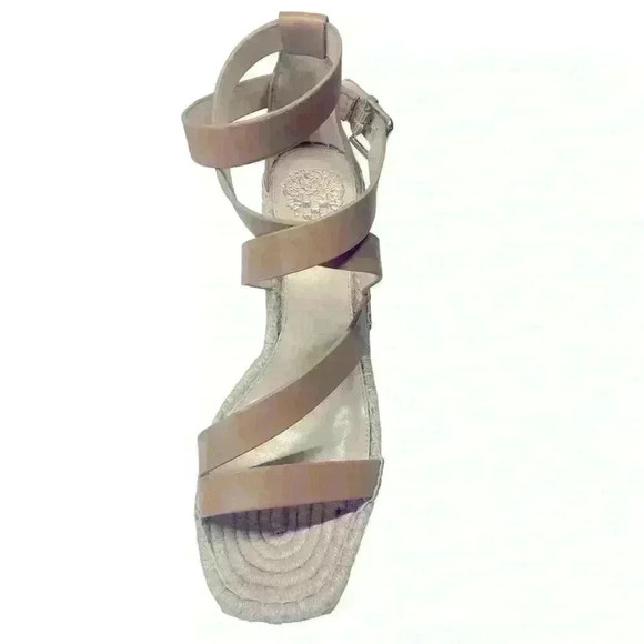 Vince Camuto Mesteria Espadrille Wedge Sandal Size 8.5 Tan Leather Strap Casual - Picture 3 of 14
